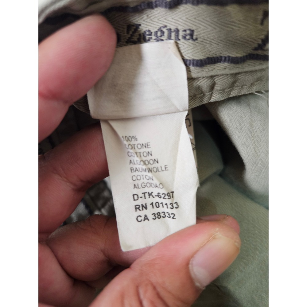 Ermenegildo Zegna Mens 40 Cotton Straight Leg Trousers Olive Drab Made in Italy - Picture 9 of 13